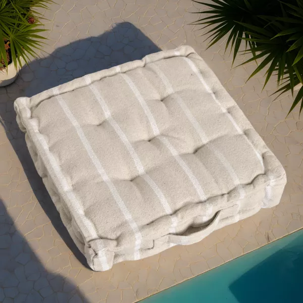 Cojín de suelo exterior de tela de algodón (45 x 45 cm) Ocealys Blanco