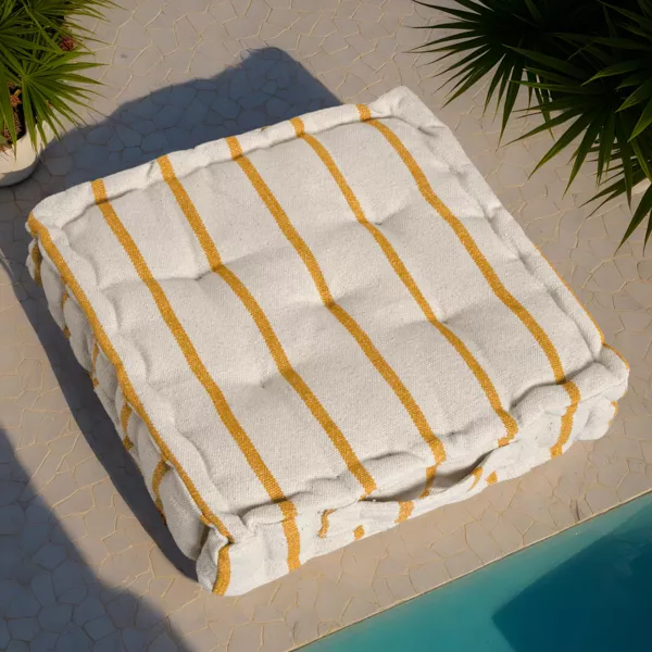 Coussin de sol extérieur toile de coton (45 x 45 cm) Ocealys Jaune moutarde