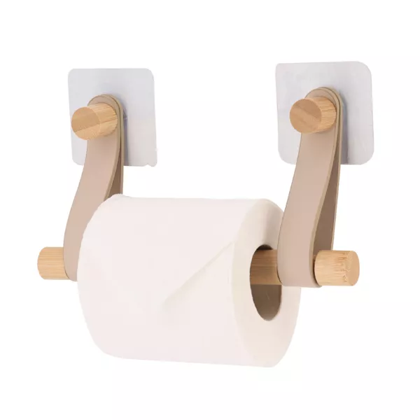 Toilettenpapierhalter selbstklebend easy Chic Kunstleder Beige
