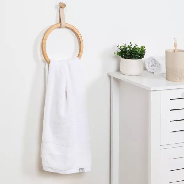 Selvklæbende håndklædeholder rund (D21 cm) Easy Chic Beige