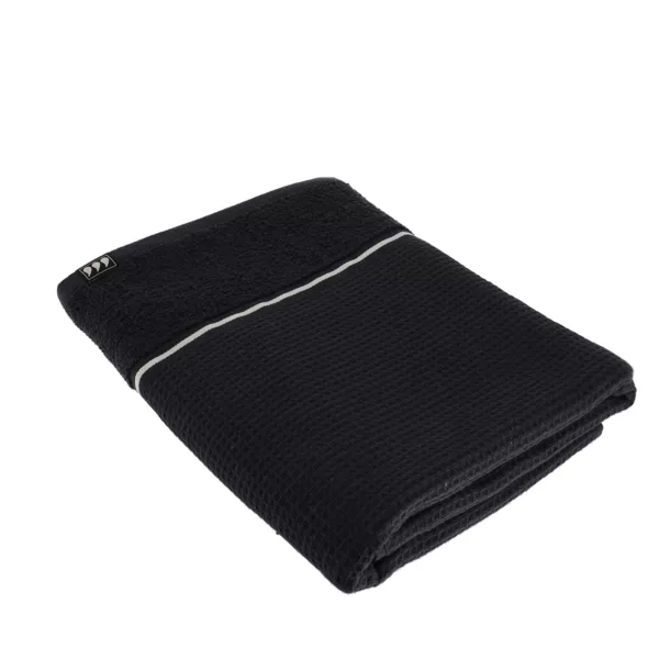 Katoenen honingraat badhanddoek (70 x 130 cm) Japandi Zwart