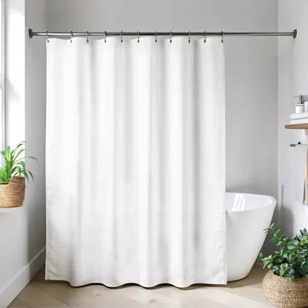 Rideau de douche en microfibre (180 x 200 cm) Relief gauffr Blanc