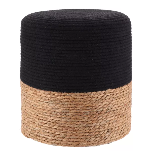 Lot de 2 poufs en bois et coton (H36 cm) Ibiza Noir