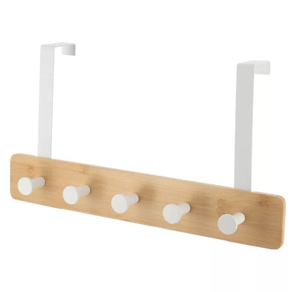 Patère pour porte 5 crochets (L37 x H20 cm) Bambou Blanc