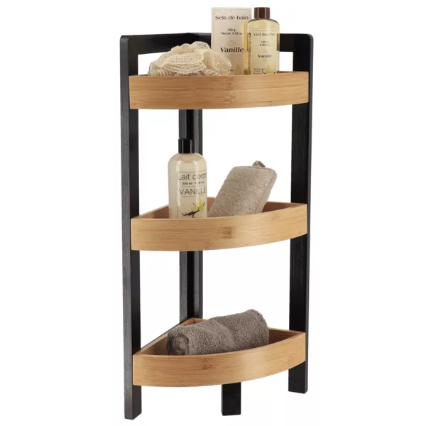 Hjørnemøbel med 3 hylder i bambus (23 x H61 cm) Harmonie Sort