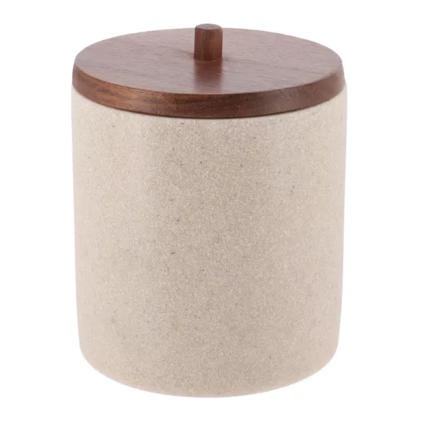 Boite à coton bois Acacia Naturel