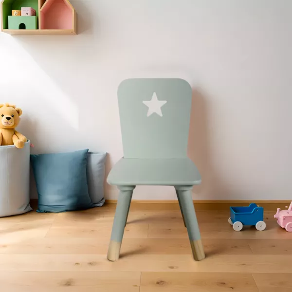 Silla infantil de madera (H50 cm) Stars Verde