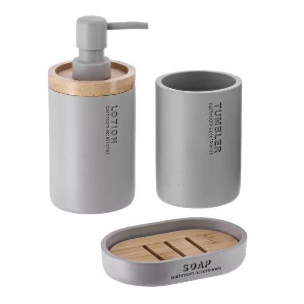 Set di accessori per il bagno Purebamboo Grigio chiaro