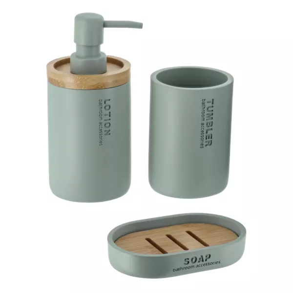 Set di accessori per il bagno Purebamboo Verde eucalipto