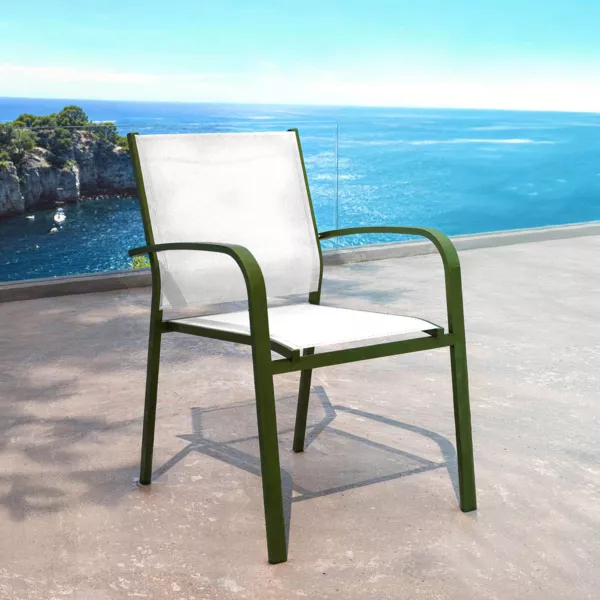 Fauteuil de jardin aluminium empilable Murano Vert olive