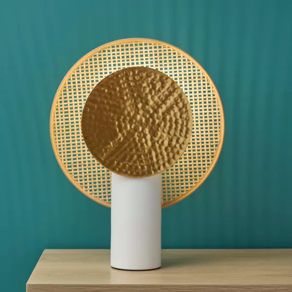 Bureaulamp van metaal en bamboe (H32 cm) Olympe Beige