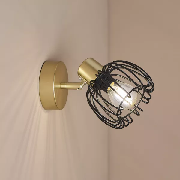 Vglampe i metal, justerbar (15 x 14 cm) Loft Guld