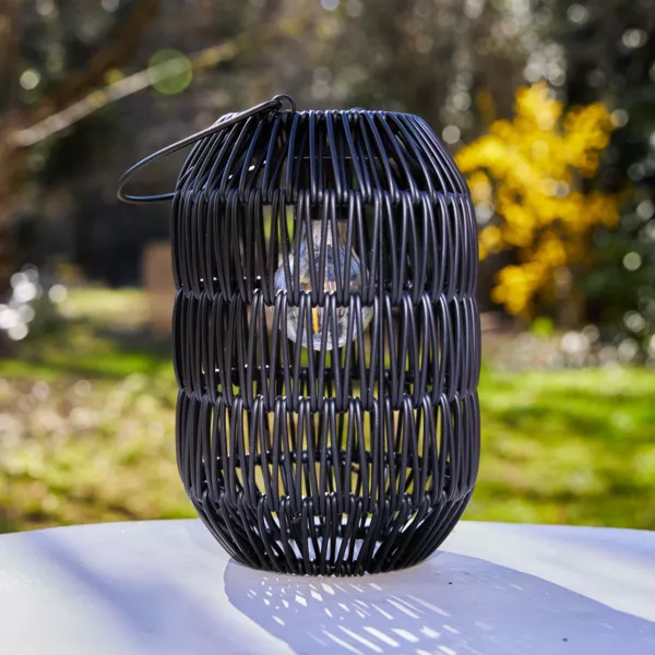 Linterna de jardín solar LED (H24,5 cm) Toscana Negro