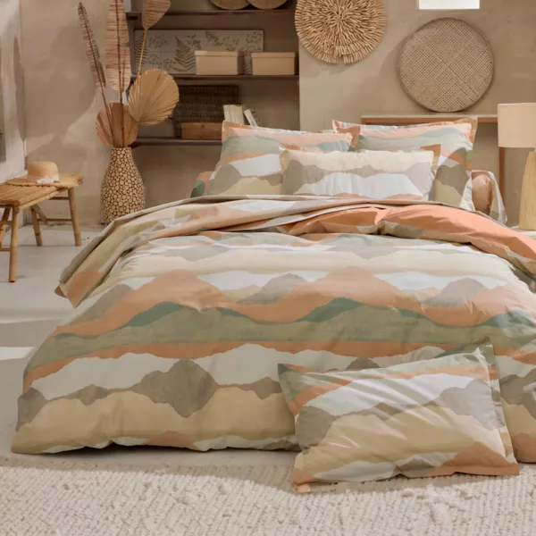 Perkale katoenen dekbedovertrek (260 x 240 cm) Land Beige Krijt