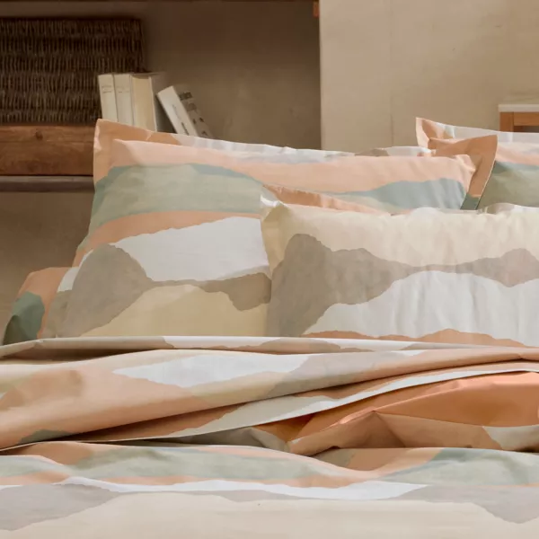 Funda de almohada cuadrada de percal de algodón (65 x 65 cm) Land Beige tiza