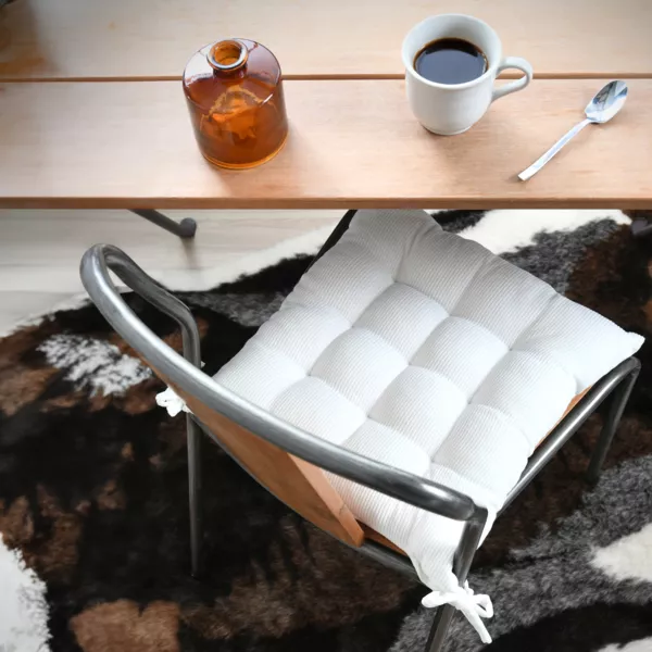 Vierkant fluwelen stoelkussen (38 x 38 cm) Dandy Crèmewit