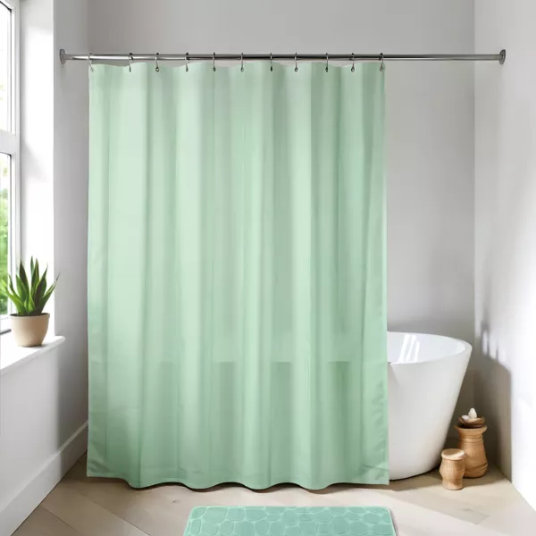 Rideau de douche à anneaux (180 x 200 cm) Uni Vert amande