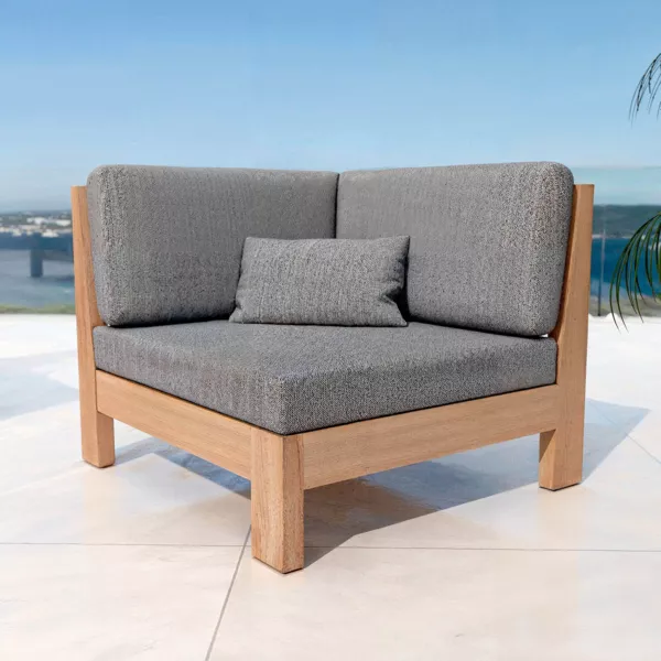 Hoekfauteuil acacia hout Bornéo - Antraciet grijs