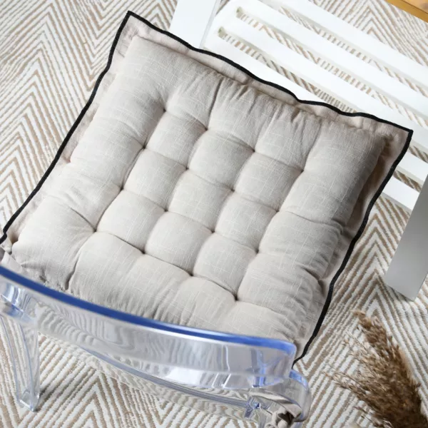 Coussin de chaise carré coton (38 x 38 cm) Helios Ecru