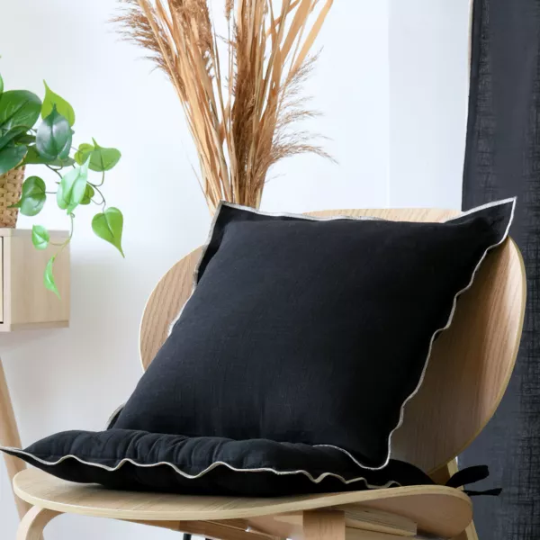 Coussin carré coton (45 x 45 cm) Helios Noir