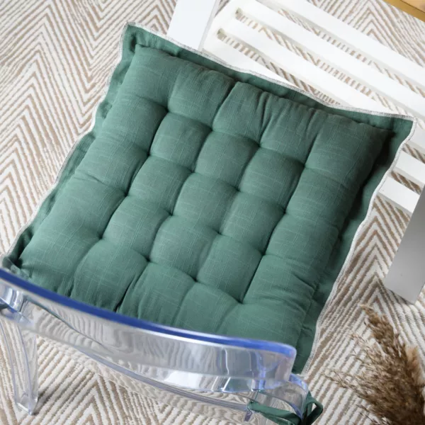 Cojín de silla cuadrado de algodón (38 x 38 cm) Helios Verde Pino