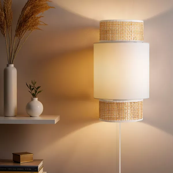 Væglampe i rattan (H33 cm) Gigogne Hvid