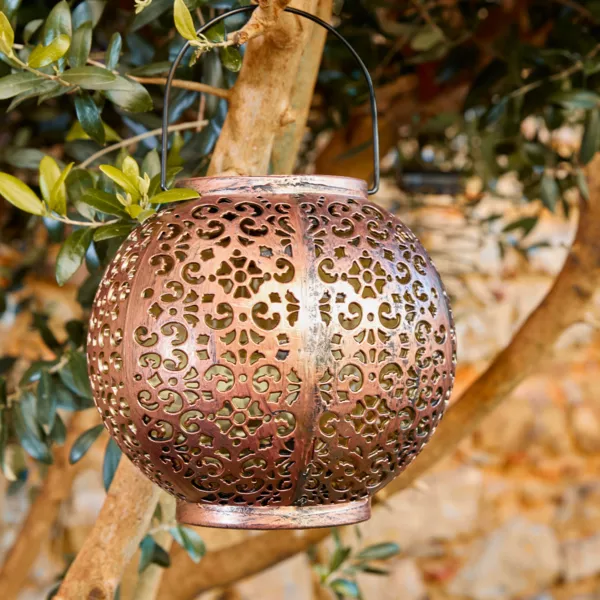 Lanterne de jardin solaire LED (H17 cm) Palazzo Brun rustique