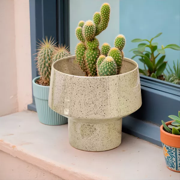 Cache-pot en métal (H16 cm) Terrazzo Beige