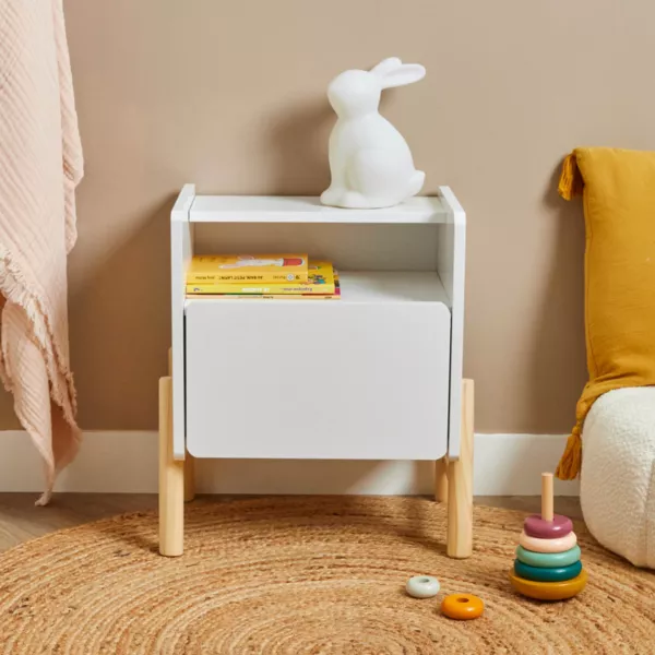 Comodino con cassetto bambino legno (H49 cm) Gabin Bianco