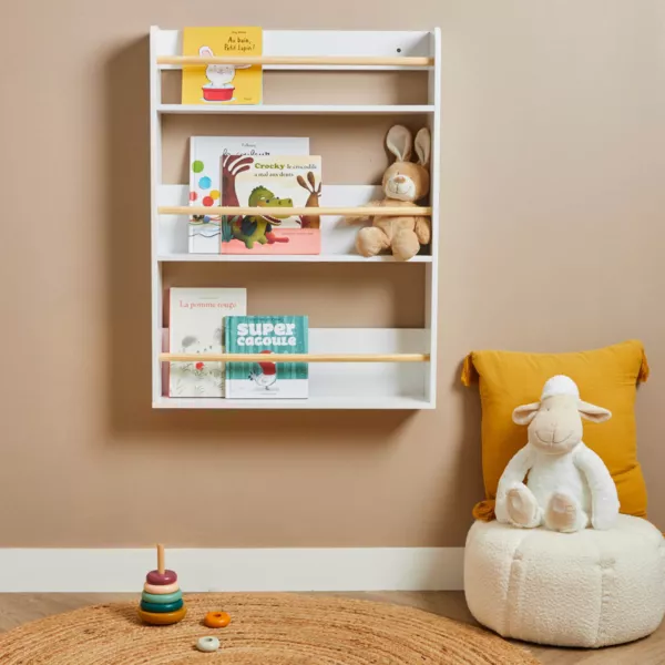 Mensola da parete bambino legno 3 livelli (H80 cm) Zoa Bianca