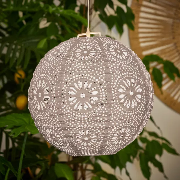 Suspension de jardin solaire (H23 cm) Lanterne ajourée Marron clair