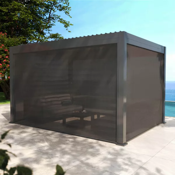 Lote de 4 cortinas motorizadas para pérgola bioclimática. (3 x 4 m) - Gris antracita