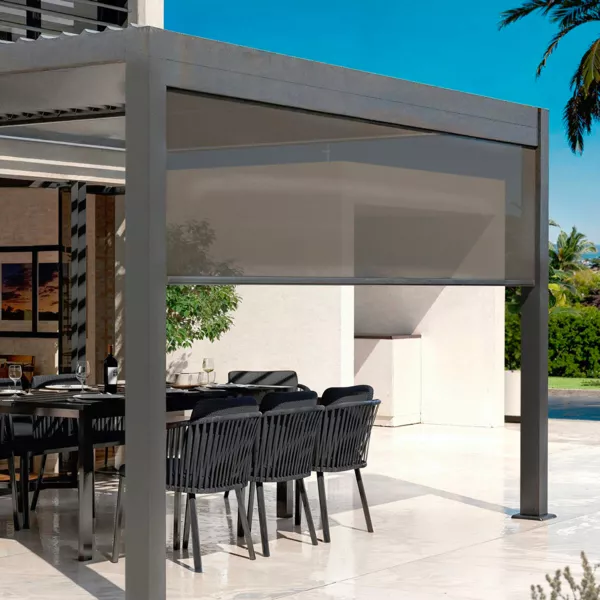 Cortina motorizada para pérgola bioclimática adosada (3 x 4 m) Gris antracita