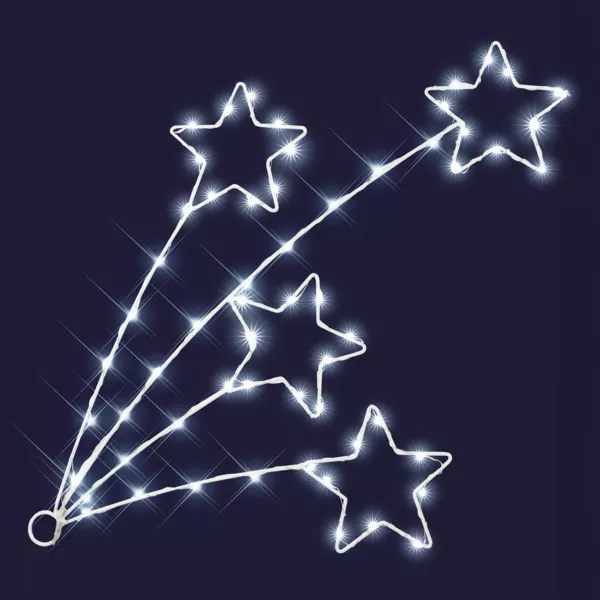 Lichtgevende vallende sterren op batterijen 60 LED (H30 cm) Stella Flash Koud Wit