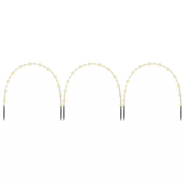 Lot de 3 piques lumineux solaires 72 micro LED (2 x H1,4 m) Barrière scintillante Blanc chaud