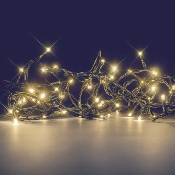 Ghirlanda luminosa 8 m 128 LED cavo verde Flashing light Bianco caldo