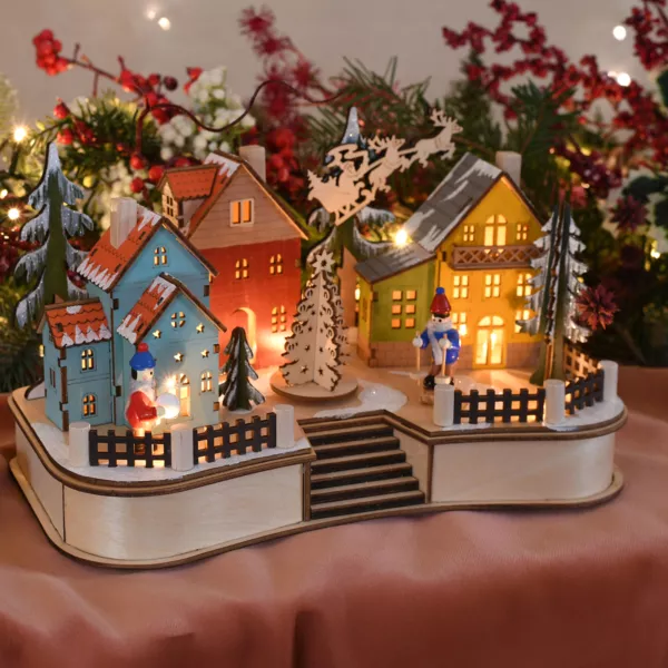 Scène de vie illuminée 10 LED (H18 cm) Village coloré