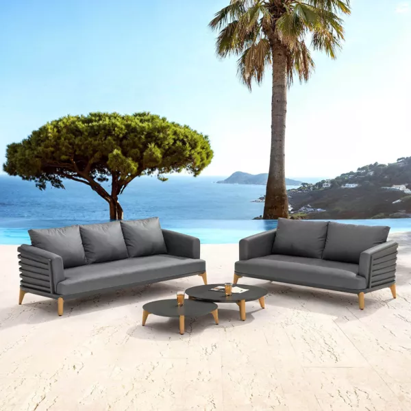 Conjunto de jardín de aluminio 5 plazas 4 piezas Monte Carlo Gris antracita