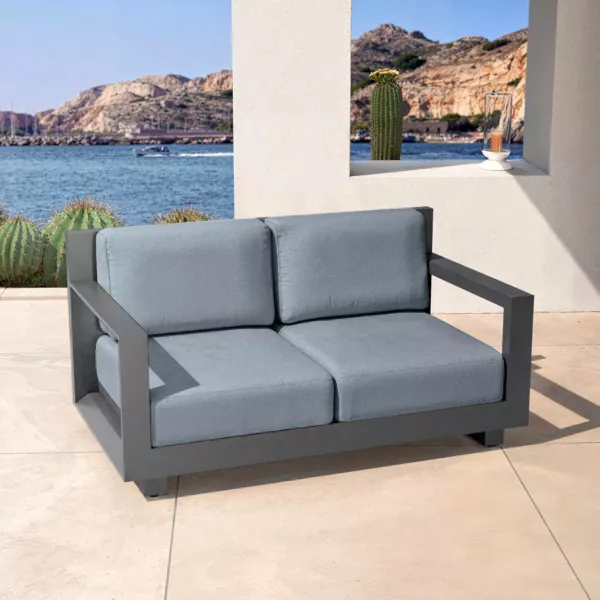 Canapé de jardin en aluminium 2 places Elba Gris anthracite