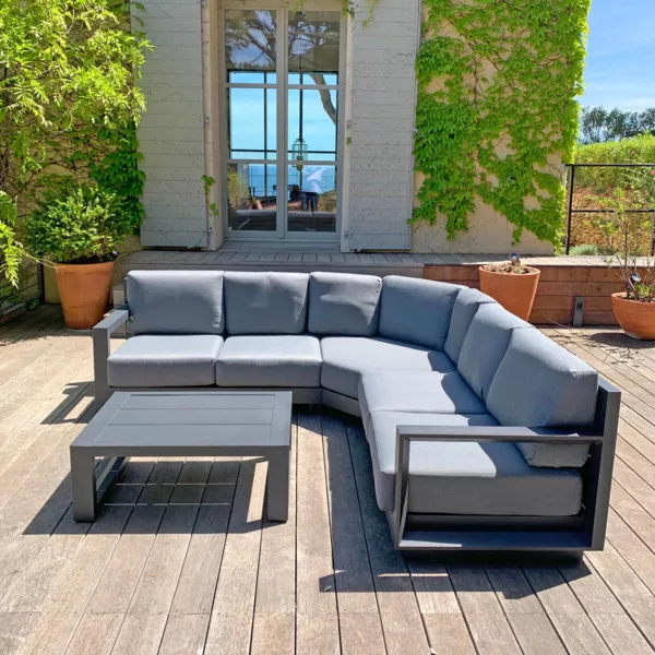 Conjunto de muebles de jardín esquinero Elba gris antracita - 5 plazas