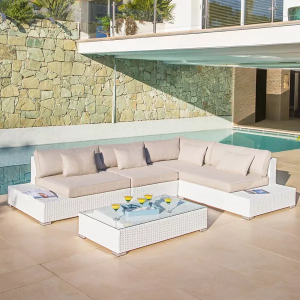 Conjunto de jardín Palma Blanco - 5 plazas