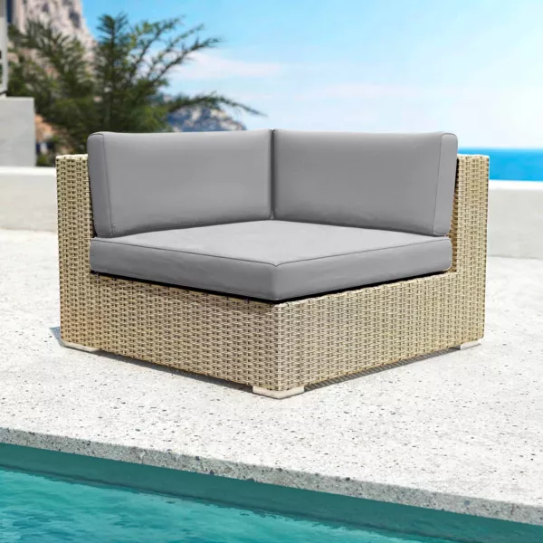 Ecksofa Garten geflochtenes Polyrattan Palma Grau und Anthrazitgrau
