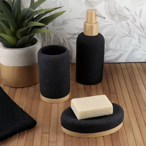 Set d'accessoires salle de bain effet Maille Noir