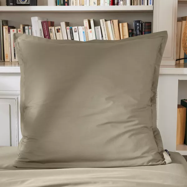 Taie d'oreiller carrée percale de coton (80 x 80 cm) Cali Taupe