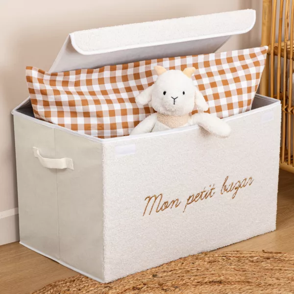 Opvouwbare kinderopbergdoos bouclé (36 x 57 cm) Yuma Wit