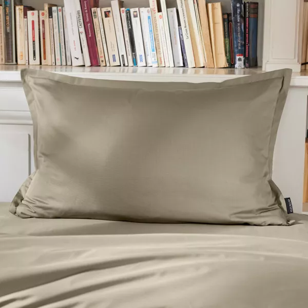 Taie d'oreiller rectangulaire percale de coton (50 x 80 cm) Cali Taupe