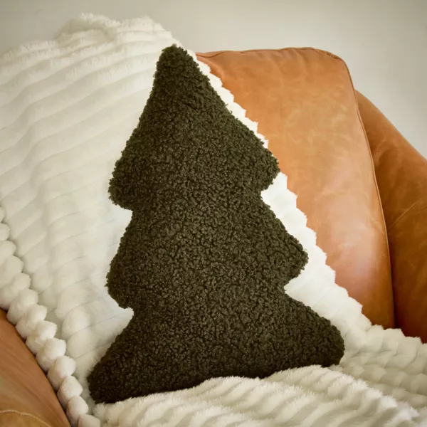 Coussin de Nol bouclette (H48 cm) Sapin Harold Vert fonc