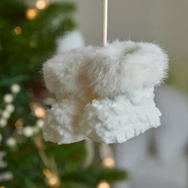 Paire de bottes à suspendre (H10 cm) Cosy Fourrure Blanche