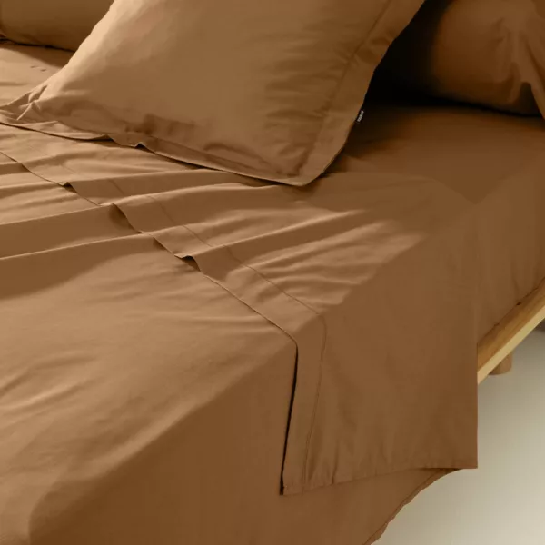 Taie de traversin percale de coton (L185 cm) Cali Camel