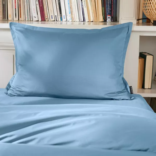 Taie d'oreiller rectangulaire percale de coton (50 x 80 cm) Cali Bleu ciel